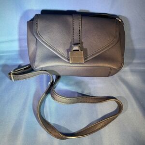 Tommy Hilfiger Blue saffiano leather silver Lock Accent Crossbody Shoulder Bag‎